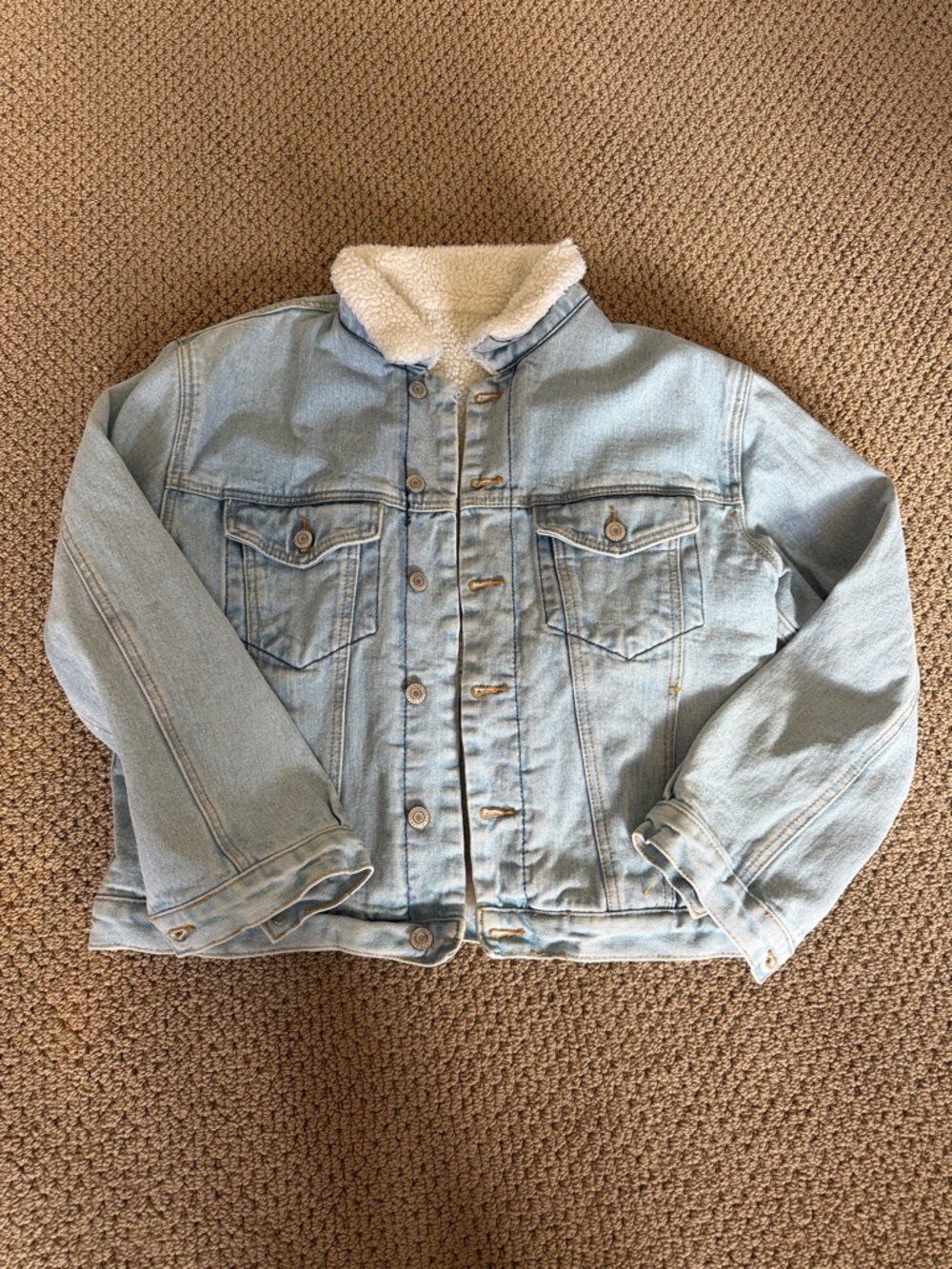 John Galt Light Wash Sherpa-Lined Denim Jacket